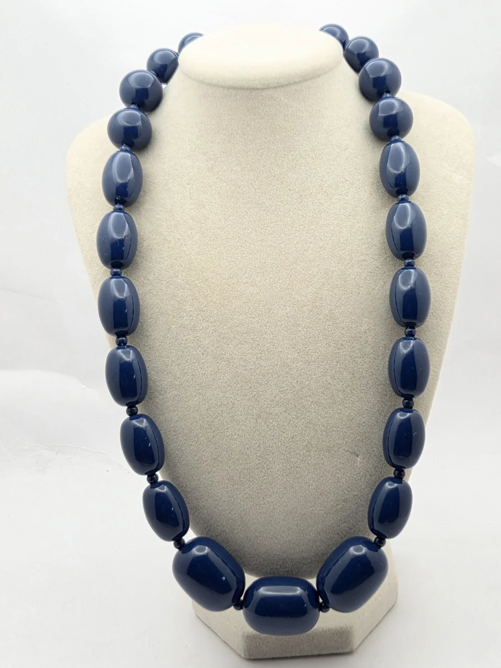 Navy Blue Chunky Resin Bead Necklace 24.5